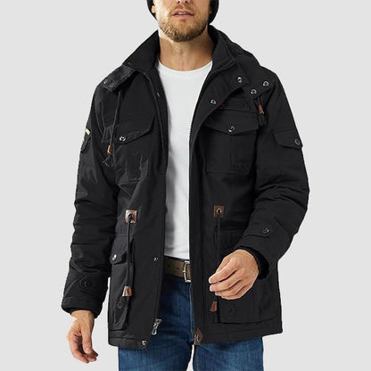 Men's Winter Parka Jacket Fleece Lined Waterproof Black
