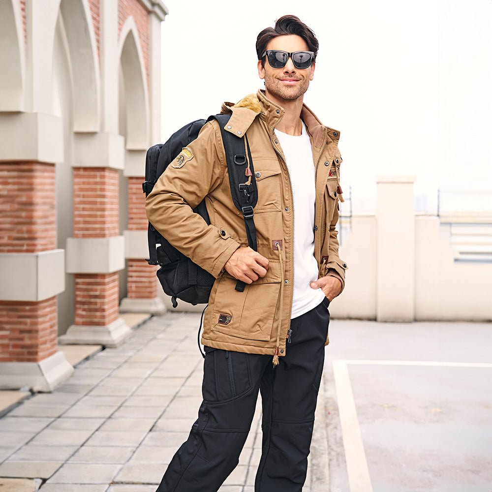 Men's Winter Parka Jacket Fleece Lined Waterproof Black