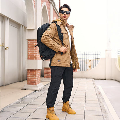 Men's Winter Parka Jacket Fleece Lined Waterproof Black