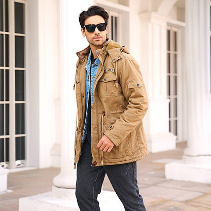 Men's Winter Parka Jacket Fleece Lined Waterproof Black