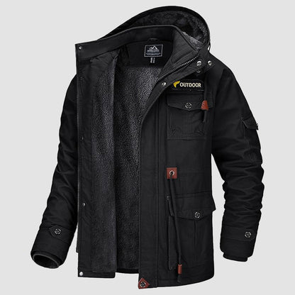 Men's Winter Parka Jacket Fleece Lined Waterproof Black