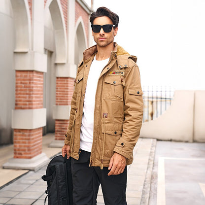 Men's Winter Parka Jacket Fleece Lined Waterproof Black