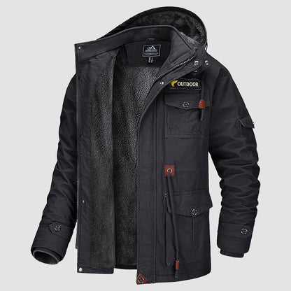 Men's Winter Parka Jacket Fleece Lined Waterproof Black