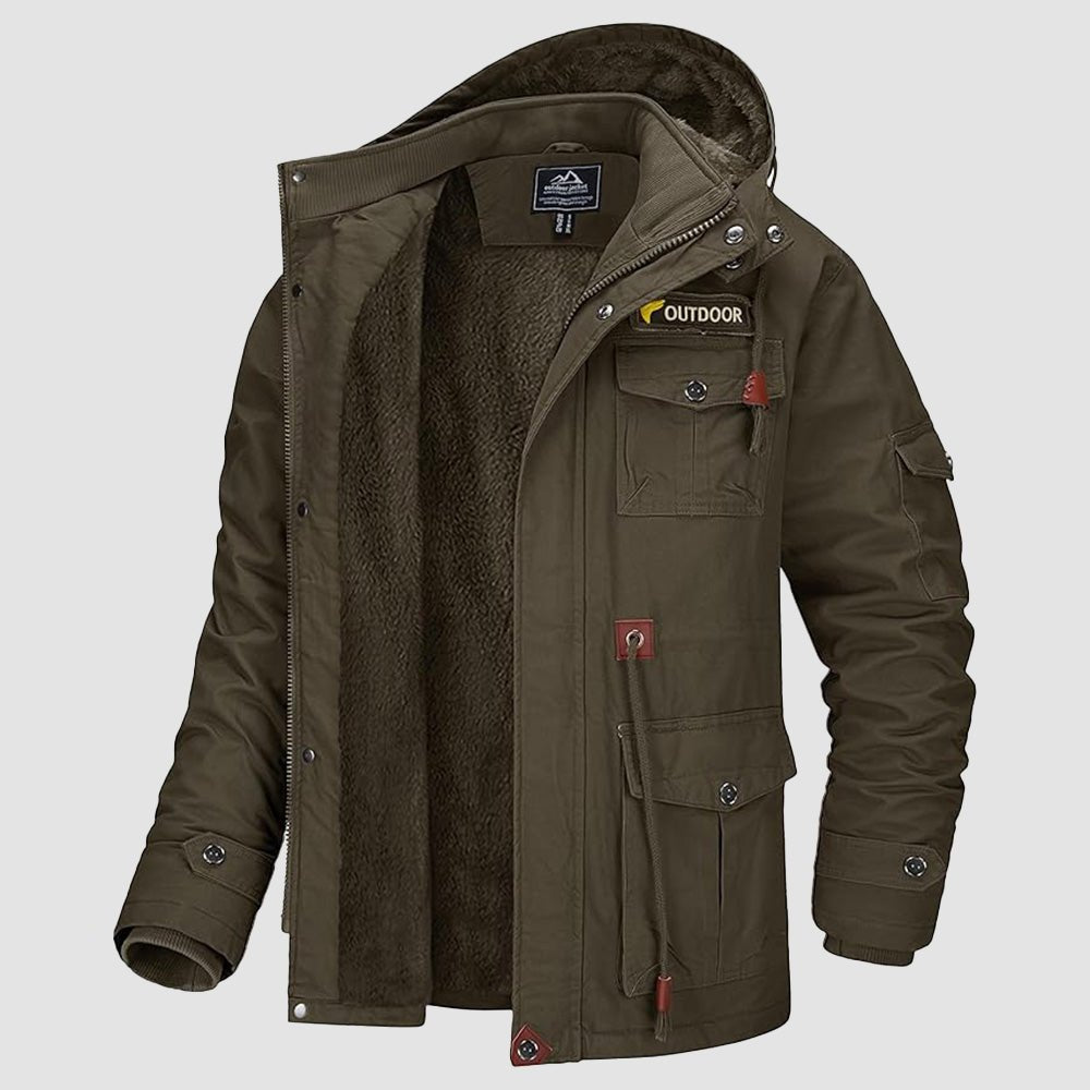 Men's Winter Parka Jacket Fleece Lined Waterproof Black