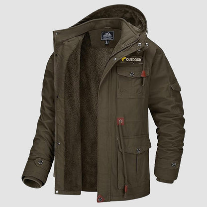 Men's Winter Parka Jacket Fleece Lined Waterproof Black