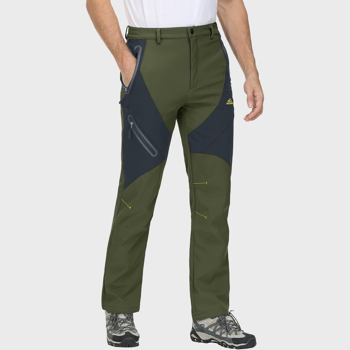 Men's Insulated Snow Pants Waterproof Fleece-Lined Black