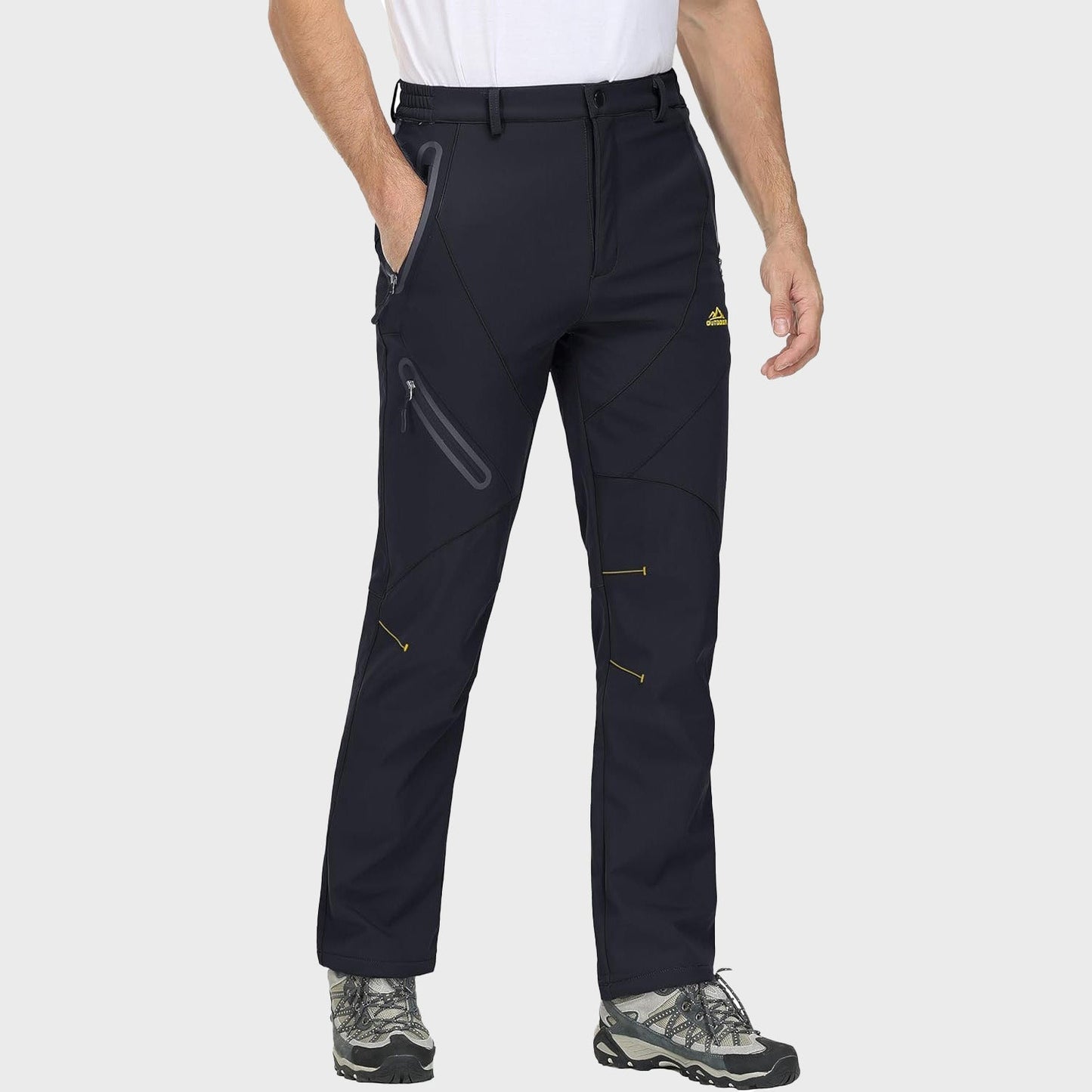 Men's Insulated Snow Pants Waterproof Fleece-Lined Black