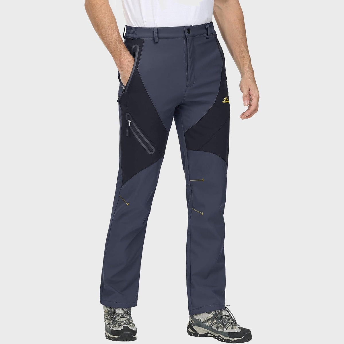Men's Insulated Snow Pants Waterproof Fleece-Lined Black