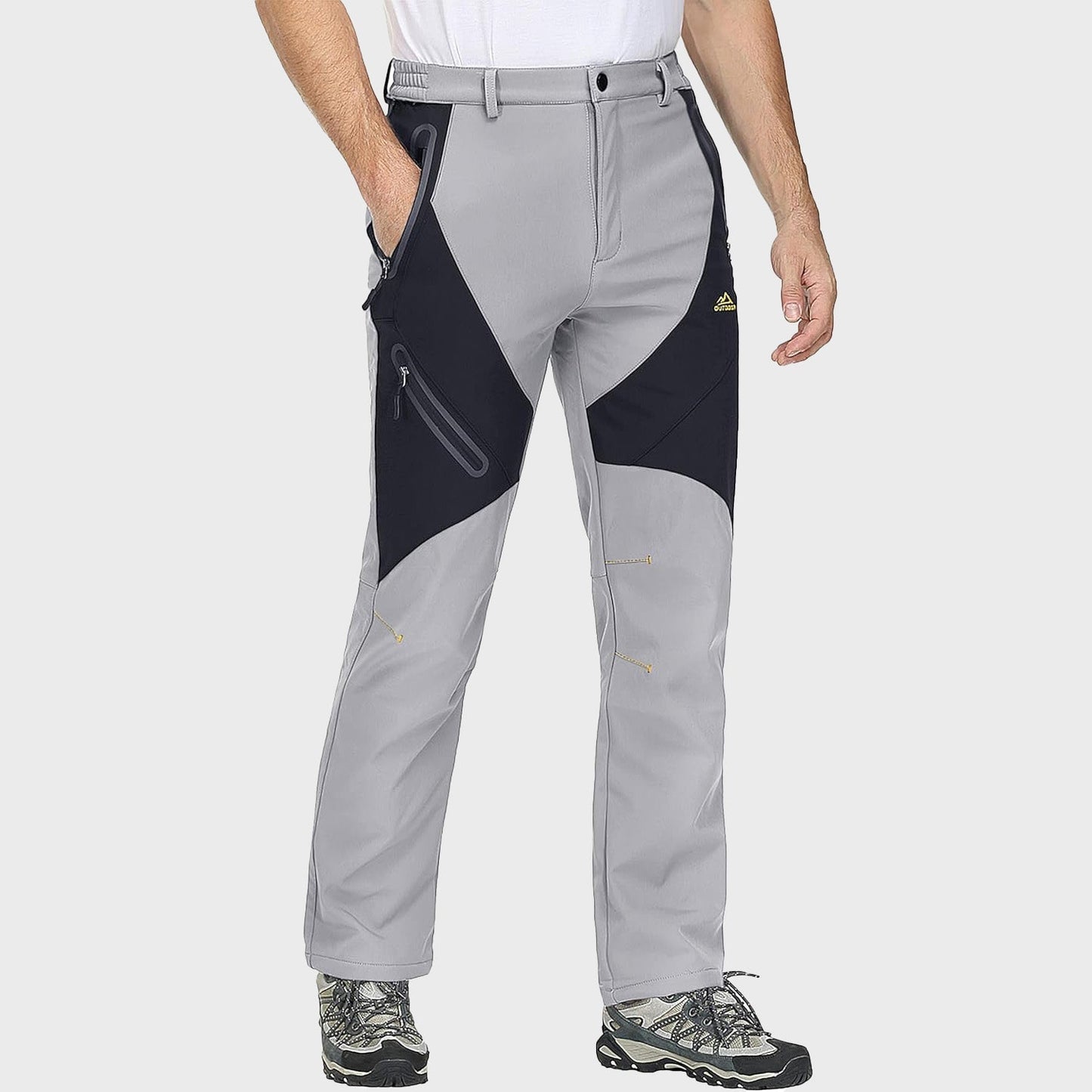 Men's Insulated Snow Pants Waterproof Fleece-Lined Black