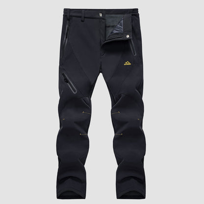 Men's Insulated Snow Pants Waterproof Fleece-Lined Black - VibreMode