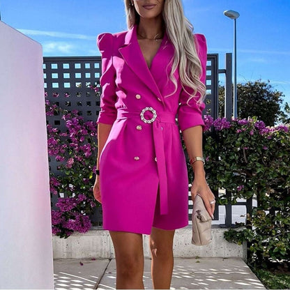 Image of Meredith | Women's Belted Blazer Mini Dress