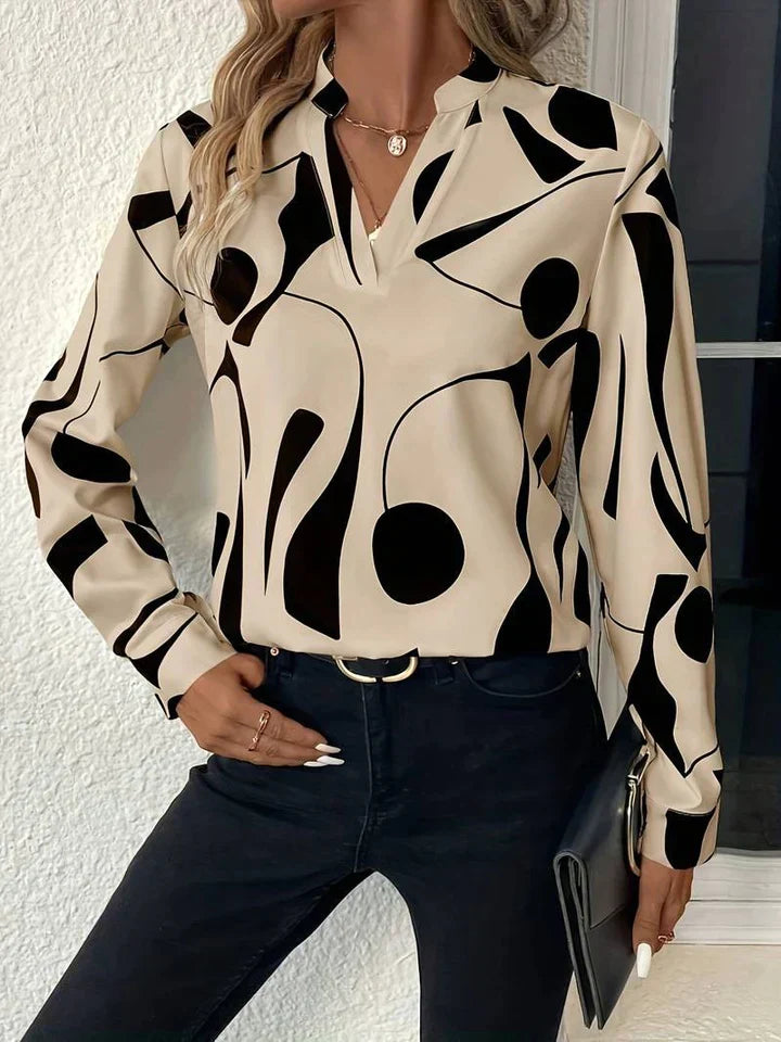 Michele Women's Long Sleeve Printed Blouse - VibreMode