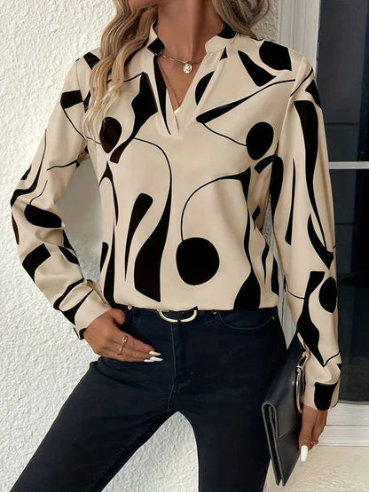Michele Women's Long Sleeve Printed Blouse - VibreMode