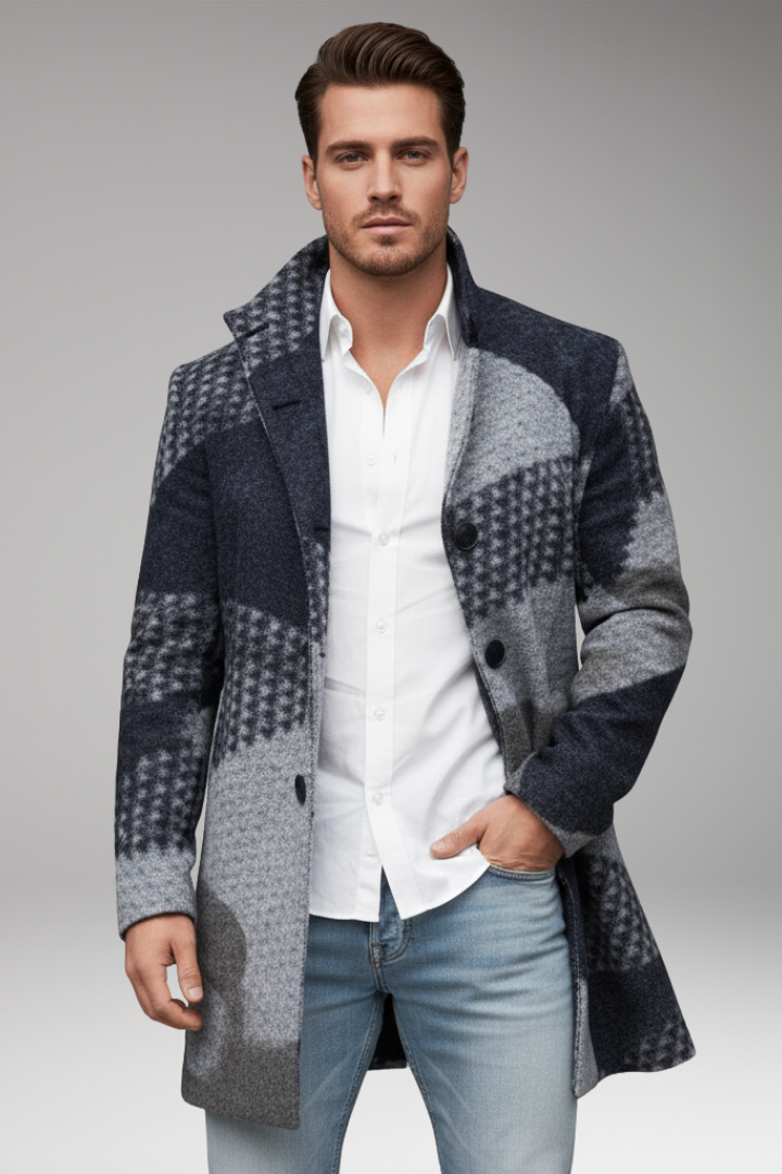Men's Button Coat Mid-Length