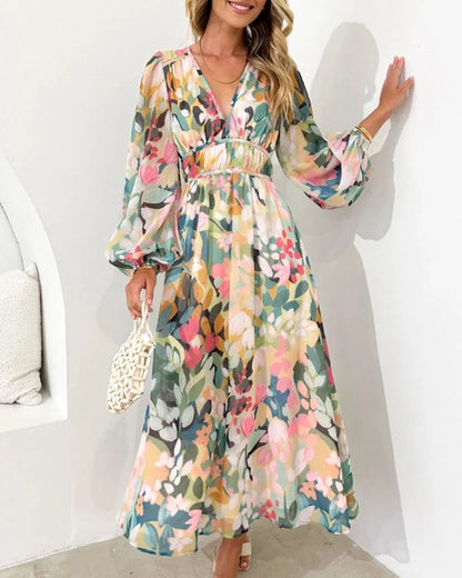 Beautiful Floral Long Sleeve Maxi Dress