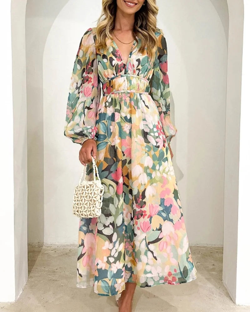 Beautiful Floral Long Sleeve Maxi Dress