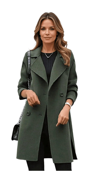 Women's Double-Breasted Trench Coat Notched Lapel - VibreMode