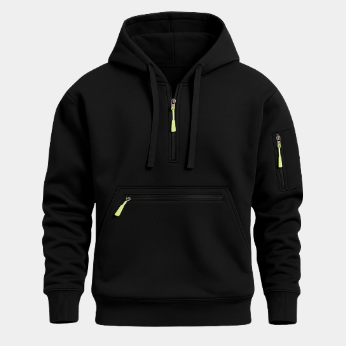 Men's Hooded Zip Jacket Soft Lining Black - VibreMode