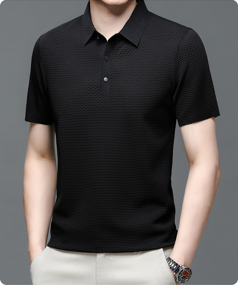 Men's Short Sleeve Polo Shirt Textured Design