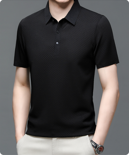 Men's Short Sleeve Polo Shirt Textured Design