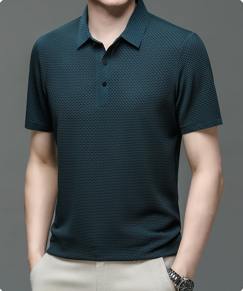 Men's Short Sleeve Polo Shirt Textured Design