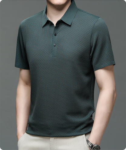 Men's Short Sleeve Polo Shirt Textured Design