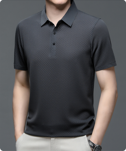 Men's Short Sleeve Polo Shirt Textured Design