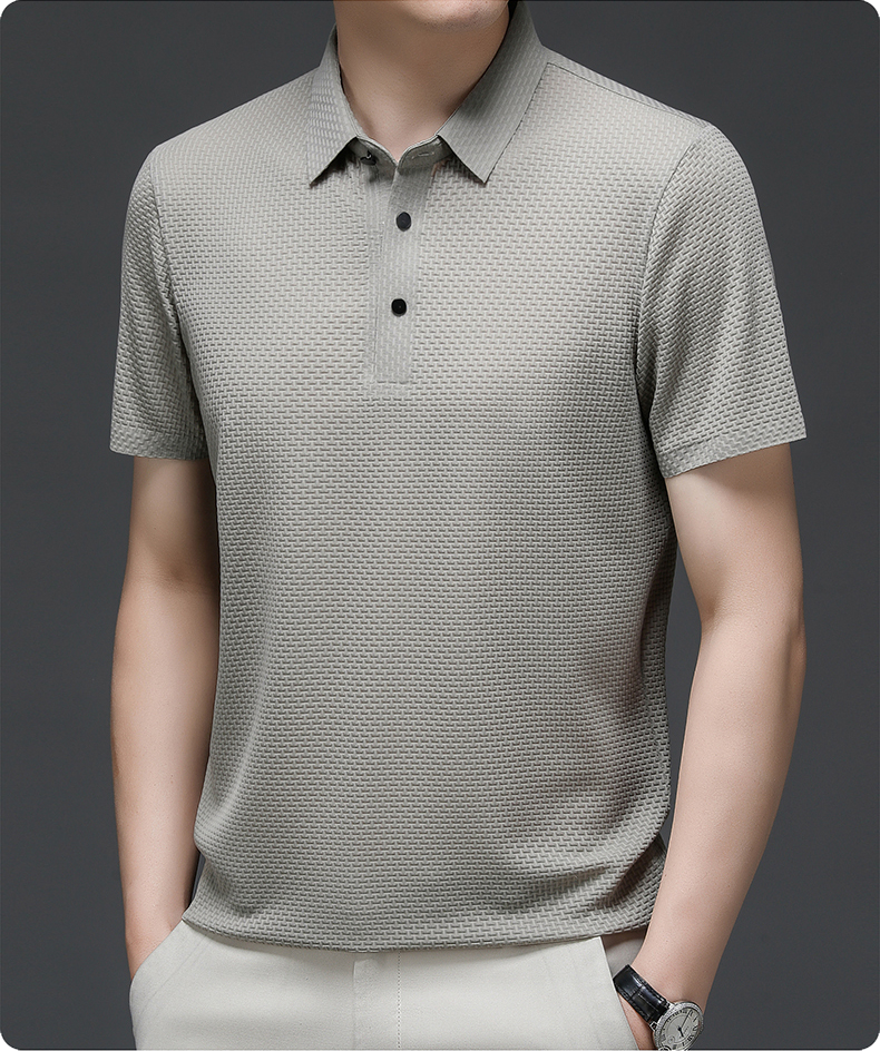Men's Short Sleeve Polo Shirt Textured Design