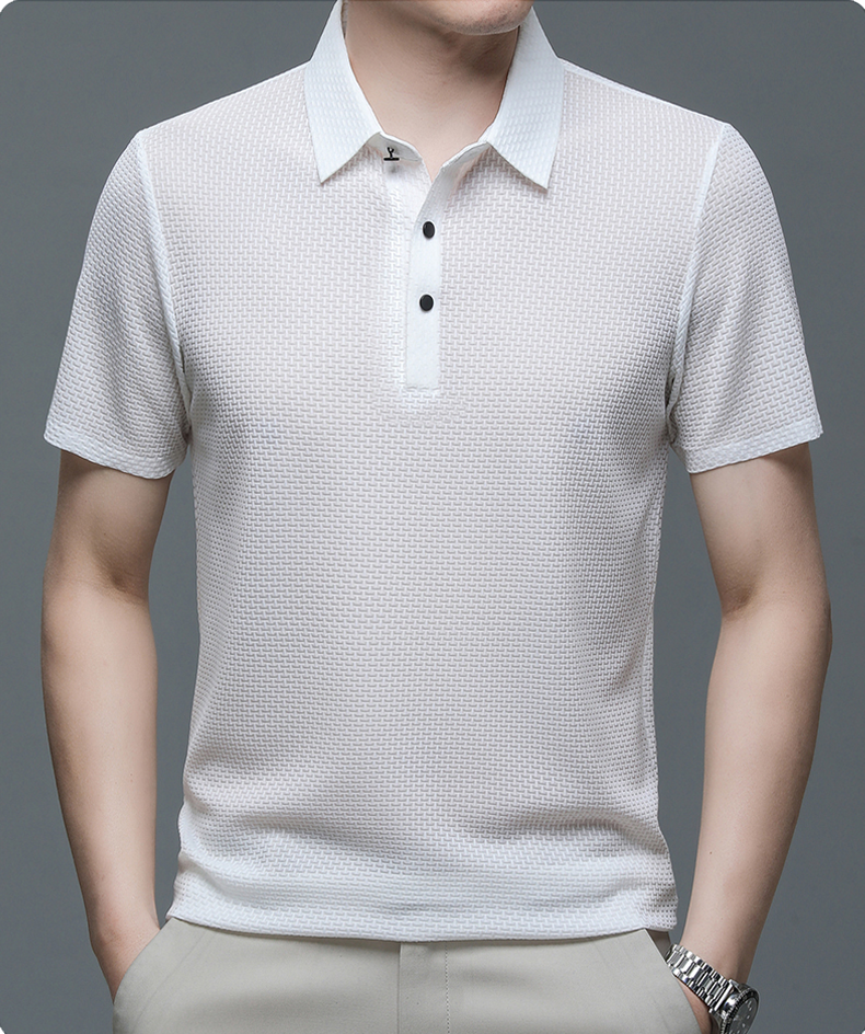Men's Short Sleeve Polo Shirt Textured Design