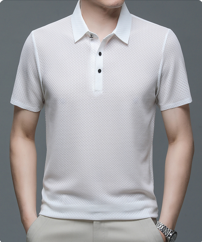 Men's Short Sleeve Polo Shirt Textured Design