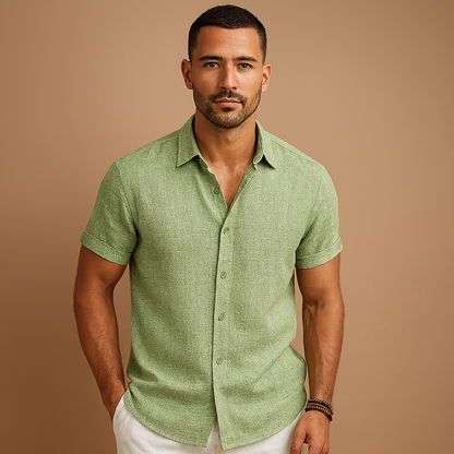 Modern casual button-up shirt for men with a slightly tailored comfortable fit and classic design, perfect for casual outfits, weekends, and smart casual occasions.