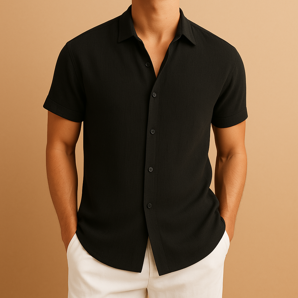 Modern casual button-up shirt for men with a slightly tailored comfortable fit and classic design, perfect for casual outfits, weekends, and smart casual occasions.