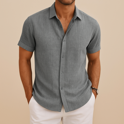 Modern casual button-up shirt for men with a slightly tailored comfortable fit and classic design, perfect for casual outfits, weekends, and smart casual occasions.