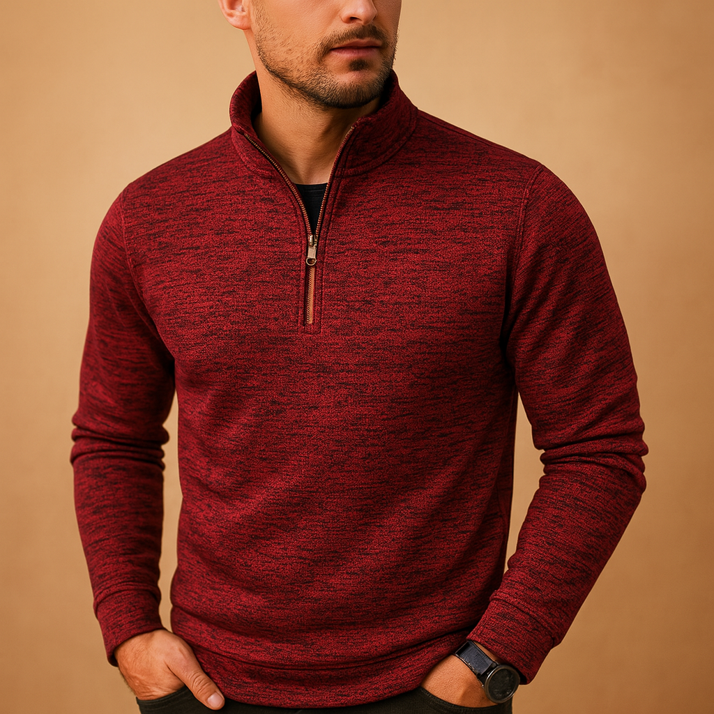 Men’s modern zip sweater with soft fabric and versatile design, suitable for casual and semi-formal outfits across multiple seasons.