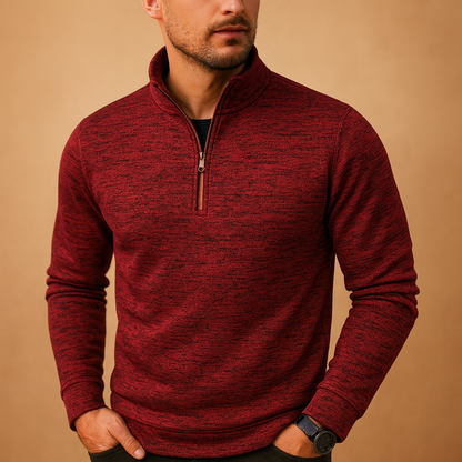 Men’s modern zip sweater with soft fabric and versatile design, suitable for casual and semi-formal outfits across multiple seasons.