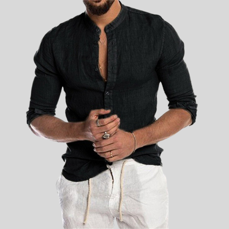 Morgan Men's Long Sleeve Button Down Shirt Cotton Casual - VibreMode