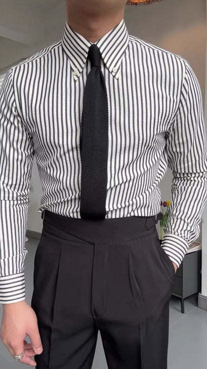 Image of Morris | Men's Long Sleeve Striped Button-Up Shirt