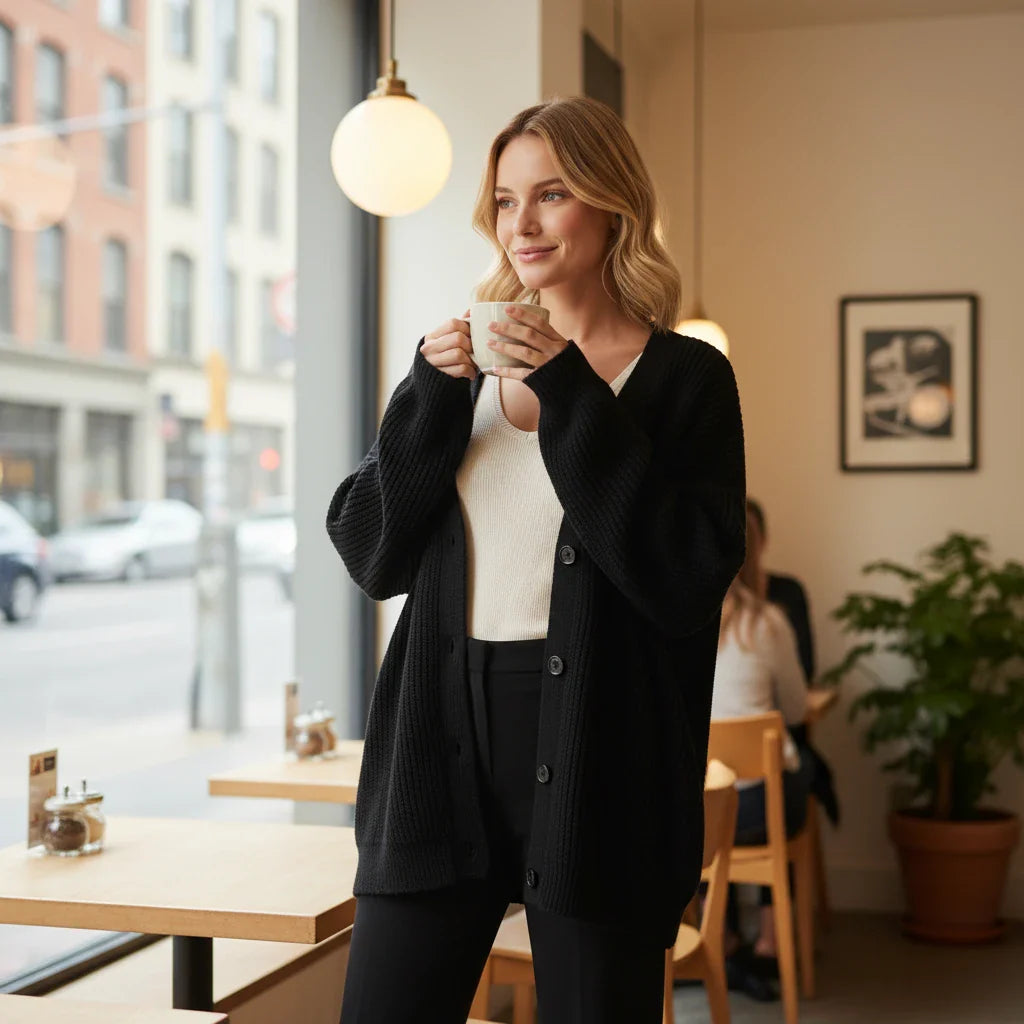 Women's Oversized Ribbed Cardigan Sweater