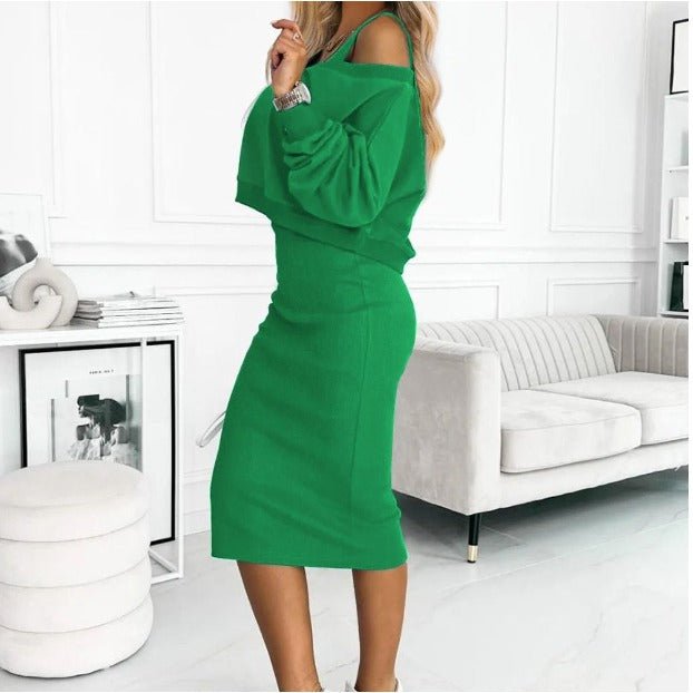 Green Hoodie and Dress Outfit
