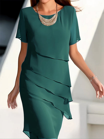 Layered Ruffled Chiffon Dress
