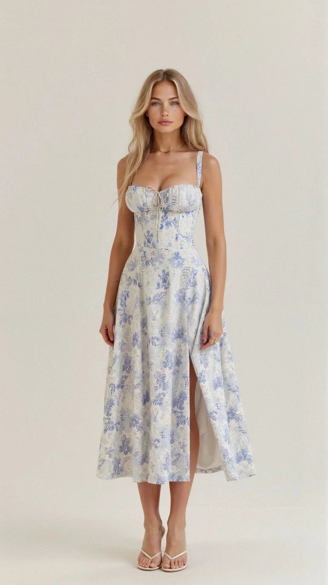 Women's Floral Bustier Dress Midriff Shaper - VibreMode