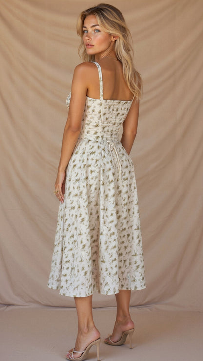Pretty Floral Lace Waist Dress