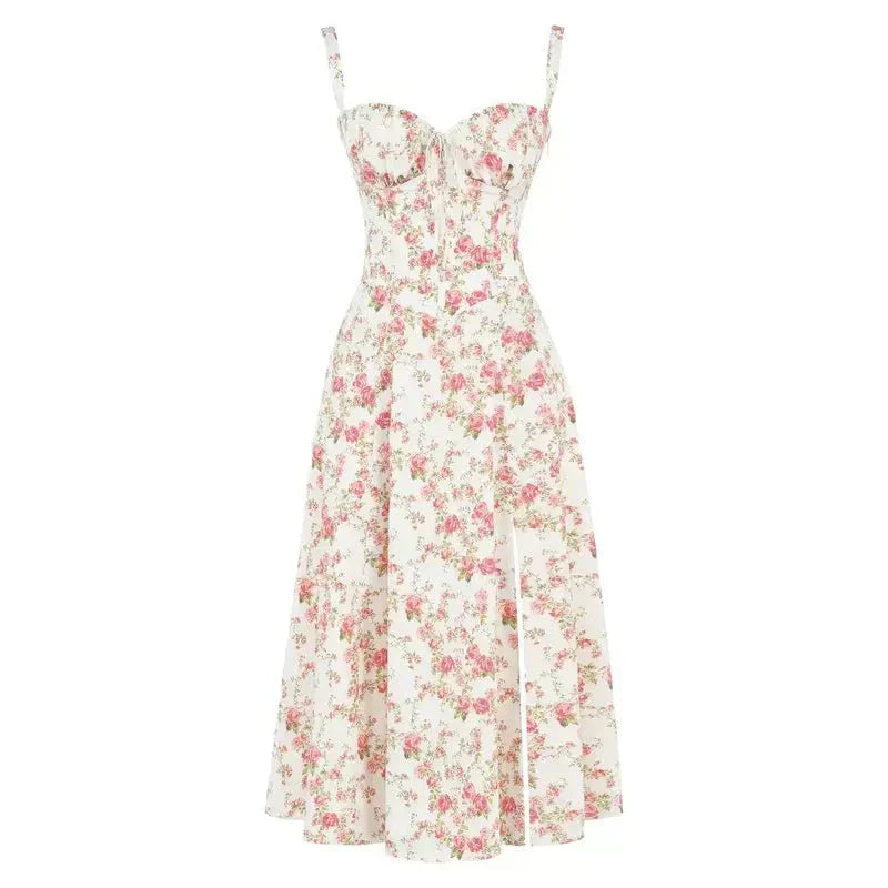 Pretty Floral Lace Waist Dress