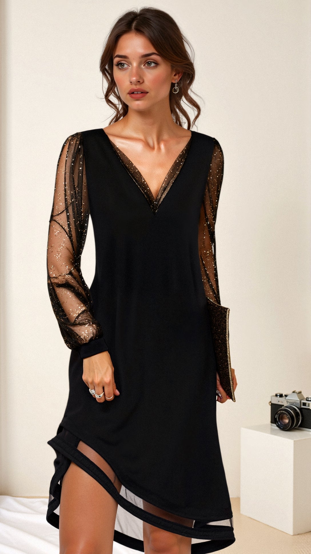 Elegant See Through Ladies Night Dress