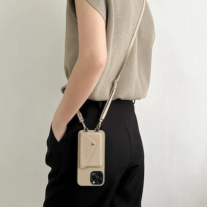 Leather Crossbody Phone Case With Card Holder And Keychain