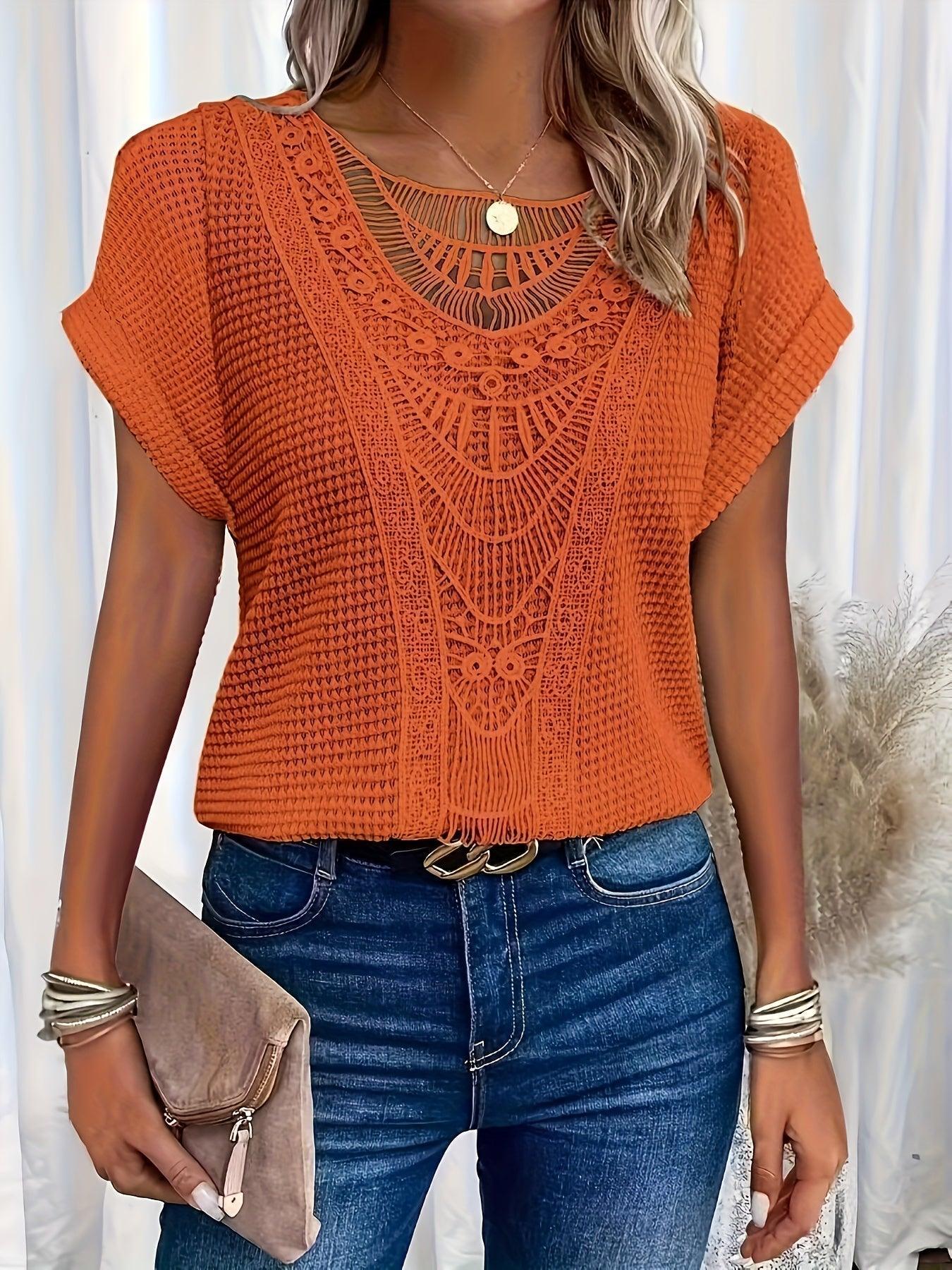Image of Nadia | Women's Lace Short Sleeve Casual Top