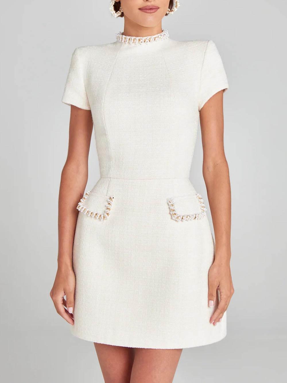 Image of Naomi | Women's High Neck A-Line Mini Dress