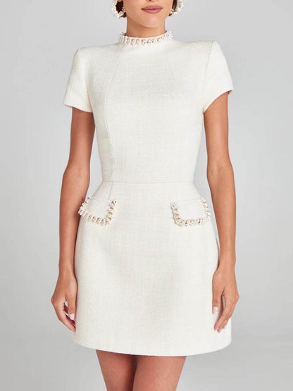Image of Naomi | Women's High Neck A-Line Mini Dress