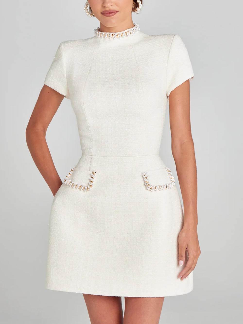Image of Naomi | Women's High Neck A-Line Mini Dress