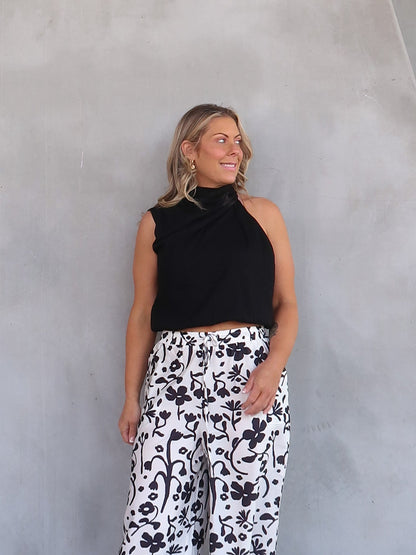Image of Natalie | Women's High-Waisted Floral Print Wide Leg Pants